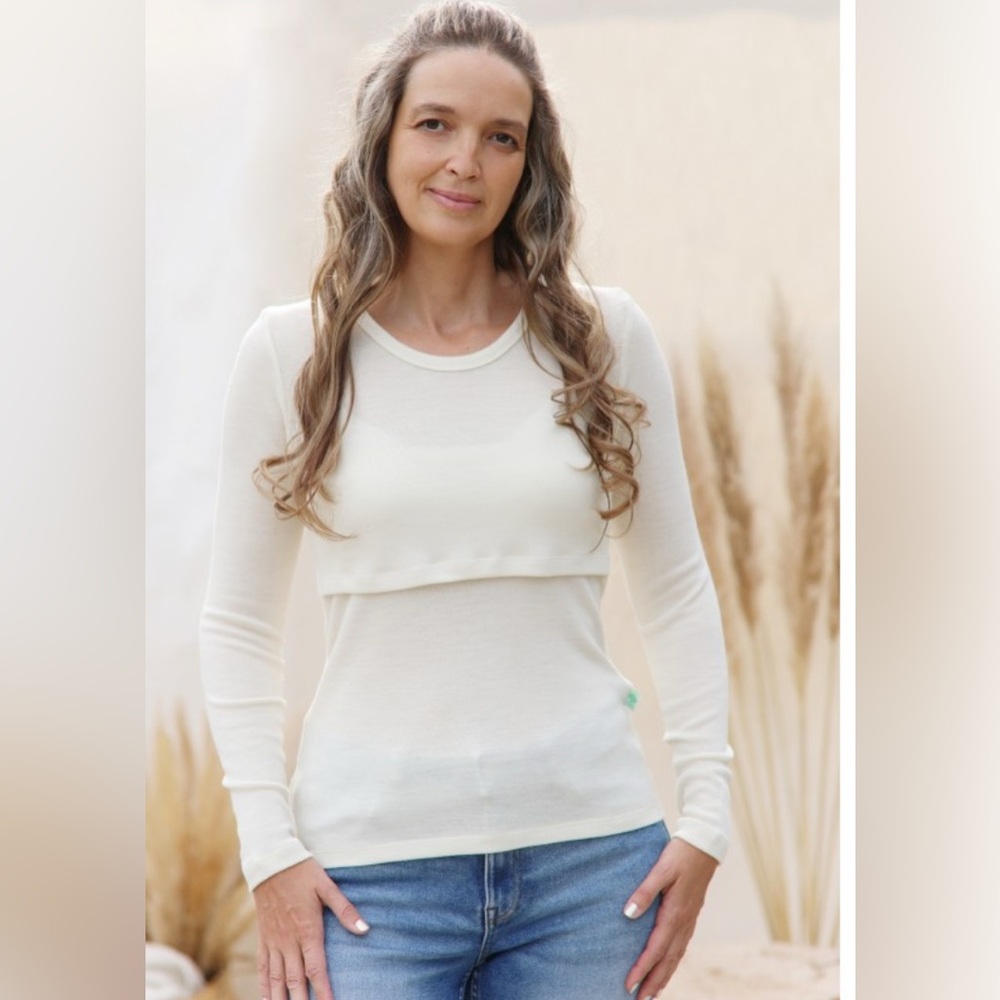 Green Rose Merino Breastfeeding Top